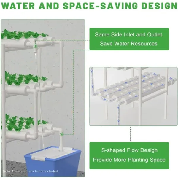 Hydroponisk dyrkningssæt - NFT-system 3-lags - 108 huller - Jordløs dyrkning - Plast, plantepotter, komplet sæt - Hvid Kit Til Plante- & Urtedyrkning