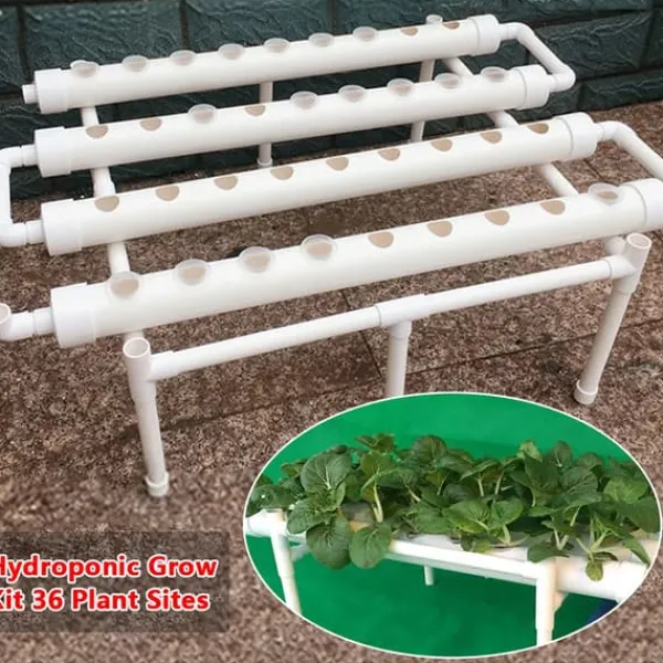 Best Hydroponisk dyrkningssæt - 1-lags system - 36 plantehuller - Huldiameter 3,2 cm - PVC-U - Vandsparende - Lavendel Kit Til Plante- & Urtedyrkning