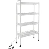 Plantestativer^Hydroponisk dyrkningssæt - Plantehylde - 108 Plantepladser - Pumpe & Hjul - Hul Ø32 mm - 89×36×144 cm - EU/US-stik - Hvid