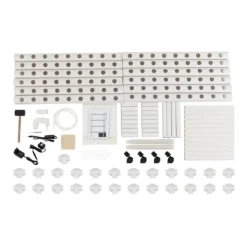 Plantestativer^Hydroponisk dyrkningssæt - Plantehylde - 108 Plantepladser - Pumpe & Hjul - Hul Ø32 mm - 89×36×144 cm - EU/US-stik - Hvid