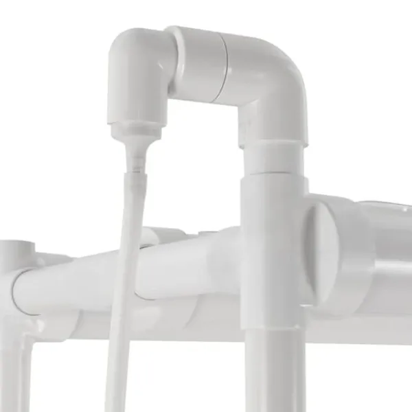 Plantestativer^Hydroponisk dyrkningssæt - Plantehylde - 108 Plantepladser - Pumpe & Hjul - Hul Ø32 mm - 89×36×144 cm - EU/US-stik - Hvid