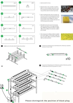 Kit Til Plante- & Urtedyrkning^Hydroponisk dyrkningssæt - 3-lags system - 108 plantehuller - PVC-U - Rør Ø 6,3 cm - Hul Ø 3,2 cm - Slange 1,2 m - Hvid