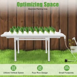 Kit Til Plante- & Urtedyrkning^Hydroponisk dyrkningssæt - 1-lags system - 4 rør - 36 plantehuller - Rør Ø 6,3 cm - Hul Ø 3,2 cm - Plast - Hvid