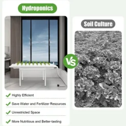 Kit Til Plante- & Urtedyrkning^Hydroponisk dyrkningssæt - 1-lags system - 4 rør - 36 plantehuller - Rør Ø 6,3 cm - Hul Ø 3,2 cm - Plast - Hvid