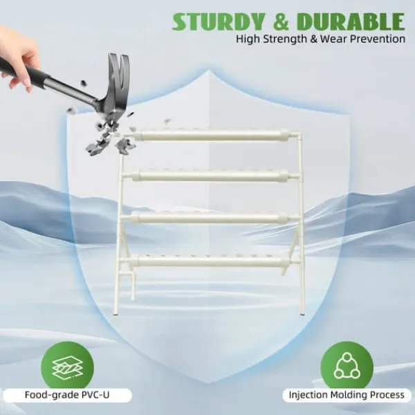 Kit Til Plante- & Urtedyrkning^Hydroponisk dyrkningssæt - Rørsystem i PVC - Med 36 Plantepladser - Diameter 32 mm - Størrelse 95×45×100 cm - Spænding 220 V/50 Hz - Uden Beholder