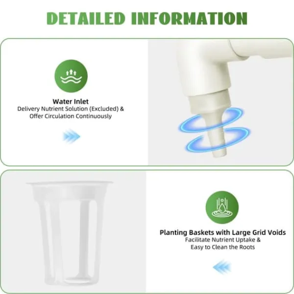 Kit Til Plante- & Urtedyrkning^Hydroponisk dyrkningssæt - Hydroponisk system - 36 Plantehuller - 4 PVC-rør - Jordløs Indendørsdyrkning - Hvid