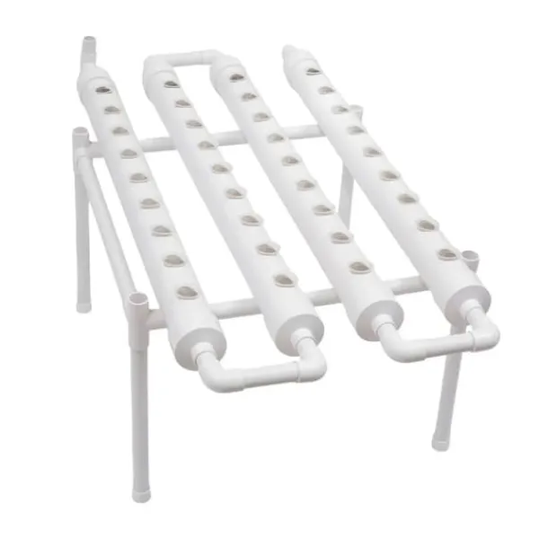 Best Hydroponisk dyrkningssæt - 1-lags system - 36 plantepladser - 4 rør Ø6,3 cm - Huldiameter 3,2 cm - PVC-U - Med vandpumpe - Hvid Kit Til Plante- & Urtedyrkning