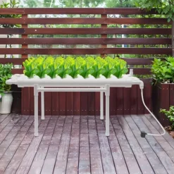 Best Hydroponisk dyrkningssæt - 1-lags system - 36 plantepladser - 4 rør Ø6,3 cm - Huldiameter 3,2 cm - PVC-U - Med vandpumpe - Hvid Kit Til Plante- & Urtedyrkning