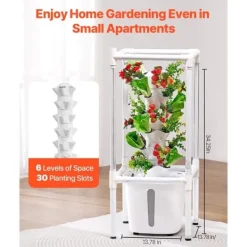 Kit Til Plante- & Urtedyrkning^Hydroponisk Dyrkningssystem med Grow Light, 30 Pods Hydroponiske Tårnhave, Belysning til Indendørs Havebrug