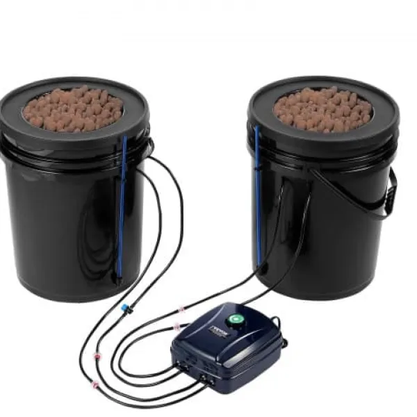 Online Hydroponisk dyrkningssystem, Deep Water Culture 30x30x38 cm, sort, 2 spande Kit Til Plante- & Urtedyrkning