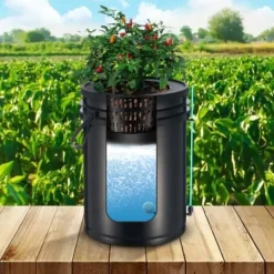 Online Hydroponisk dyrkningssystem, Deep Water Culture 30x30x38 cm, sort, 2 spande Kit Til Plante- & Urtedyrkning
