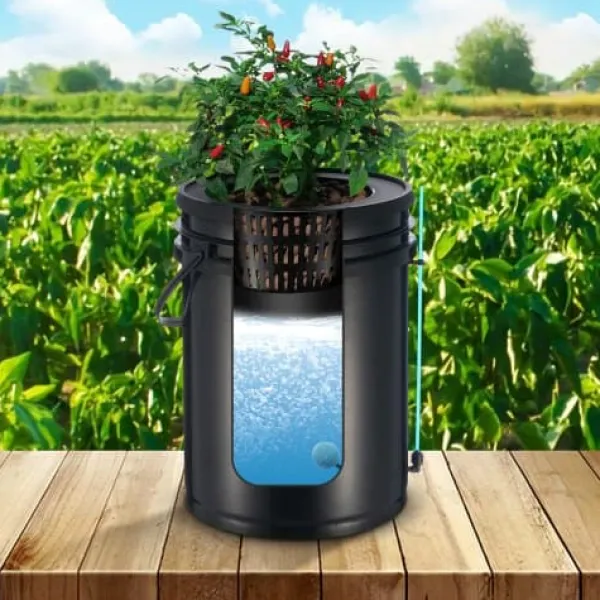 Online Hydroponisk dyrkningssystem, Deep Water Culture 30x30x38 cm, sort, 2 spande Kit Til Plante- & Urtedyrkning