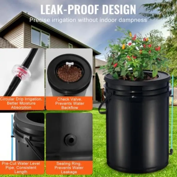 Online Hydroponisk dyrkningssystem, Deep Water Culture 30x30x38 cm, sort, 2 spande Kit Til Plante- & Urtedyrkning