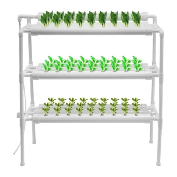 Best Hydroponisk dyrkningssystem, 3-etagers PVC-rørsystem, 90 plantepladser Kit Til Plante- & Urtedyrkning