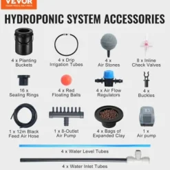 Discount Hydroponisk dyrkningssystem, Deep Water Culture 4 spande 30x30x38 cm, Sort, PP-materiale Kit Til Plante- & Urtedyrkning