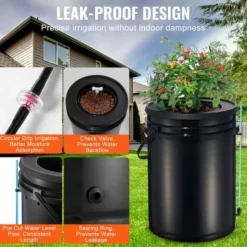 Discount Hydroponisk dyrkningssystem, Deep Water Culture 4 spande 30x30x38 cm, Sort, PP-materiale Kit Til Plante- & Urtedyrkning