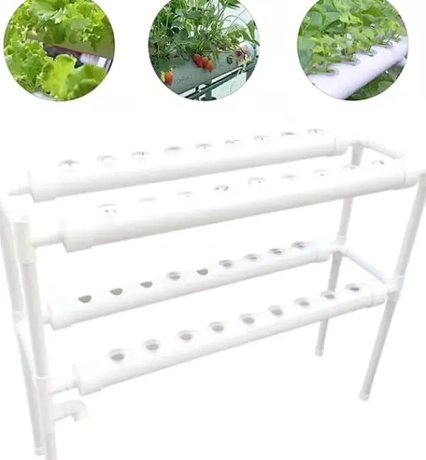 Kit Til Plante- & Urtedyrkning^Hydroponisk dyrkningssystem - Indendørs gro-kit - 36 plantehuller - 2 niveauer - Til urter og grøntsager - Hvid