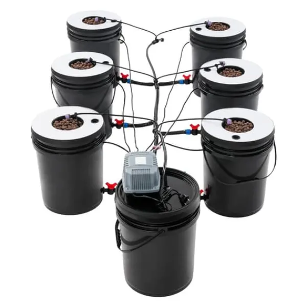 Discount Hydroponisk dyrkningssystem - sæt - 7 dele - 20 l spande - jordfri dyrkning - med luftpumpe - sort Kit Til Plante- & Urtedyrkning