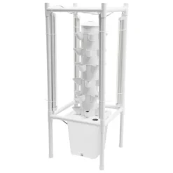 Sale Hydroponisk havesystem - Vertikalt dyrkningstårn - 30 Plantehuller - 6 Lag - 4 Vækstlamper - 10 L Vandtank - Størrelse 39×39×97 cm - Hvid Kit Til Plante- & Urtedyrkning