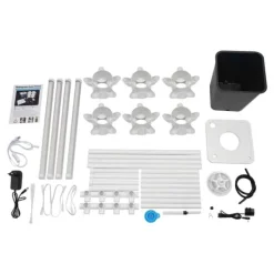 Sale Hydroponisk havesystem - Vertikalt dyrkningstårn - 30 Plantehuller - 6 Lag - 4 Vækstlamper - 10 L Vandtank - Størrelse 39×39×97 cm - Hvid Kit Til Plante- & Urtedyrkning