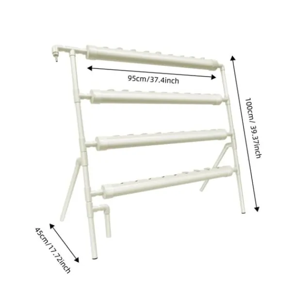 Plantestativer^Hydroponisk system - Vertikalt plantetårn - 4 niveauer - 36 plantehuller - Indendørs/udendørs - Hvid