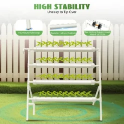 Kit Til Plante- & Urtedyrkning^Hydroponisk vækstkit, kapacitet til 36 planter, 4 niveauer, DC 12V pumpe, 4W effekt, pladsbesparende vertikal design
