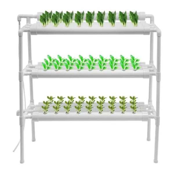 Kit Til Plante- & Urtedyrkning^Hydroponisk vækstsysten, 90 plantepladser, holdbar PVC-konstruktion, indendørs/udendørs brug