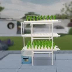 Kit Til Plante- & Urtedyrkning^Hydroponisk vækstsysten, 3-lags design, 108 plantepladser, PVC-materiale, værktøjsfri samling