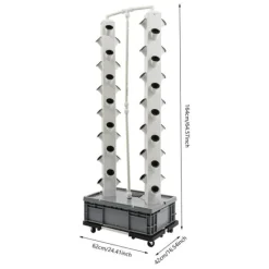 Plantestativer^Hydroponisk Væksttårn, 56 Huller, 220V, Dimensioner 62*42*164 cm, Ledningsbaseret Strømkilde, 4 Hjul