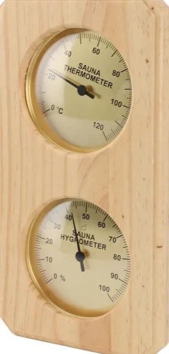 Sauna^Hygrometer termometer sauna to i en, indendørs fugtighed og temperaturmåling saunarum træ sauna hygrometer, egnet til hjemmesauna