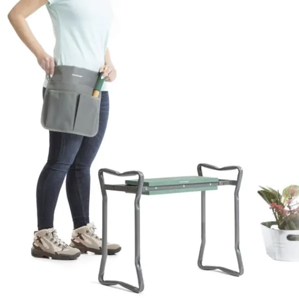 Støtte Med Hjul, Sæder & Knæbeskyttelse Til Havepleje^3-i-1 Folding Garden Seat med taske til Værktøj Situl InnovaGoods
