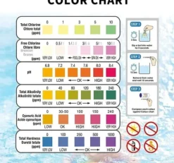 Hot 6-i-1 Pool & Spa Teststrimler, Vandtester 50-Pak - pH, Klor, Alkalinitet, Cyanursyre, Hårdhed Pool- & Spatilbehør