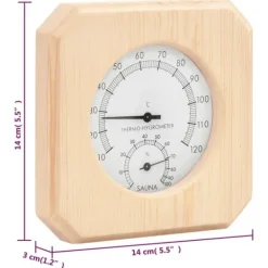 Hot 2-i-1 saunasæt med hygrometer og timeglas - Massivt fyrretræ | Farve: Naturlig | Størrelse: 15 min Sauna