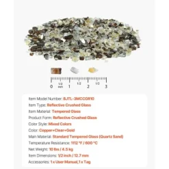 Tilbehør Til Brændeovne & Pejse^Ildglas 10 LBS, 1/2-tomme Pejsesten, Kobber Guld Klare til Bålsted