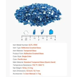 Tilbehør Til Brændeovne & Pejse^Ildglas, 12,7 mm, Pacific Blue, Hærdet glas