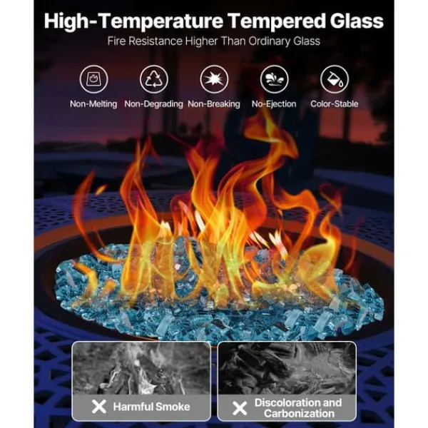 Sale Ildglas 1/2-tommer, 10 LBS pejsglassten til bålplads, Aqua Blå Farve Tilbehør Til Brændeovne & Pejse