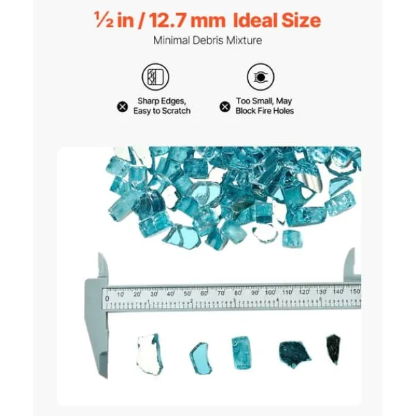 Sale Ildglas 1/2-tommer, 10 LBS pejsglassten til bålplads, Aqua Blå Farve Tilbehør Til Brændeovne & Pejse