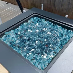 Sale Ildglas 1/2-tommer, 10 LBS pejsglassten til bålplads, Aqua Blå Farve Tilbehør Til Brændeovne & Pejse