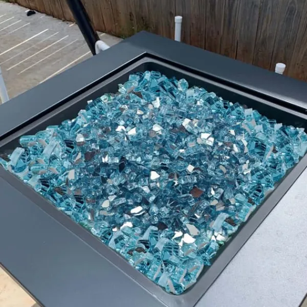 Sale Ildglas 1/2-tommer, 10 LBS pejsglassten til bålplads, Aqua Blå Farve Tilbehør Til Brændeovne & Pejse