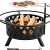 Pejse^Ildskål - Have bålsted med grill - Støbejern - Kulgrill - Højdejusterbart grillrist - Gnistfang - Let at rengøre