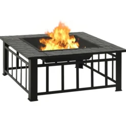 Discount Ildsteder - Living bålfad med ildrager 79x79x46,5 cm str. XXL stål Pejse