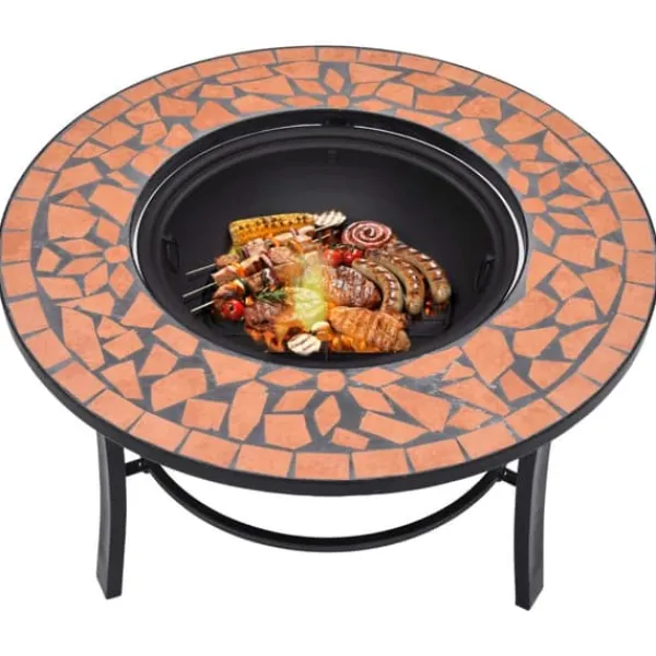 Online Ildsteder - Living bålfad mosaik 68 cm keramik terracottafarvet Pejse
