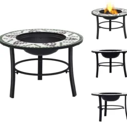 Sale Ildsteder - Living bålfad mosaik 68 cm keramik grøn Pejse