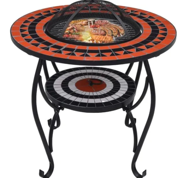 Hot Ildsteder - Living bålfad mosaik 68 cm keramik terracottafarvet og hvid Pejse