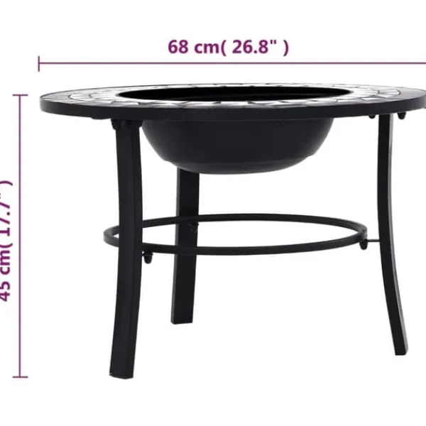 Sale Ildsteder - Living bålfad mosaik 68 cm keramik sort og hvid Pejse
