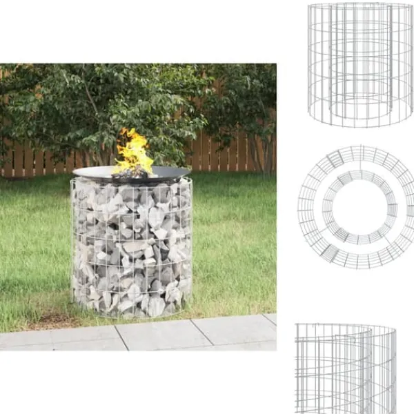 Pejse^Ildsteder - Living gabion-bålkurv Ø 50 cm galvaniseret jern