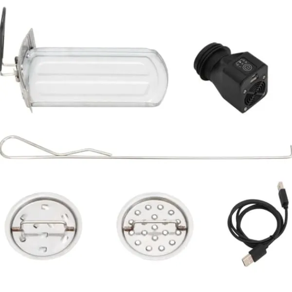 Brændeovne^Ildsteder - Living grydekomfur m. USB-ventilator 35,5x26x28 cm rustfrit stål sølv