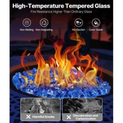 Online Ildstedsglas, Reflekterende Knust Glas 12,7 mm, Koboltblå, Hærdet Glas Tilbehør Til Brændeovne & Pejse