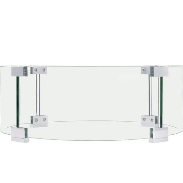 Tilbehør Til Brændeovne & Pejse^Ilægger til bålfad, 435 x 170 mm rundt glasflammeskjold, 6 mm hærdet glas til propan og gas. Perfekt til udendørs gårdhaver.