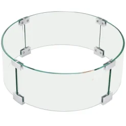 Tilbehør Til Brændeovne & Pejse^Ilægger til bålfad, 435 x 170 mm rundt glasflammeskjold, 6 mm hærdet glas til propan og gas. Perfekt til udendørs gårdhaver.